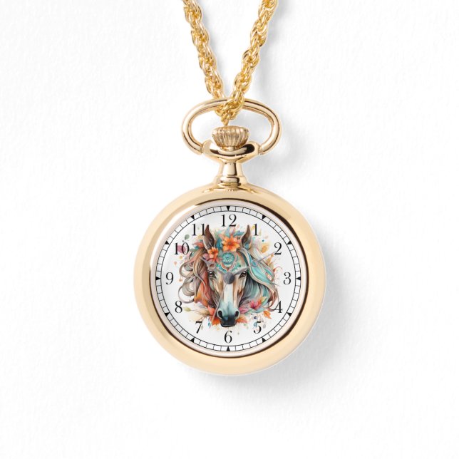 Relógio Boho Tribal Watercolor Na moda Chic Mulheres (Frente)