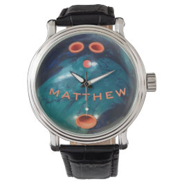 Relógio Bola de boliche Azul Laranja Personalizada