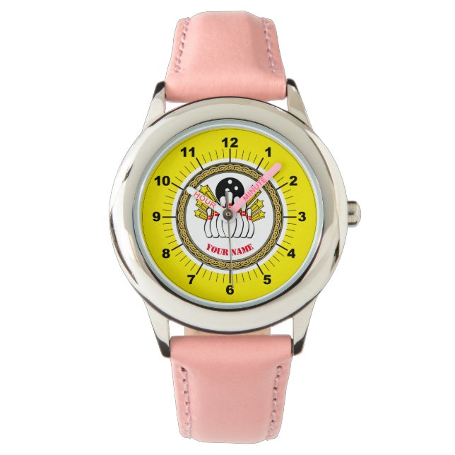 Relógio Boliche Personalizada da Criança (adicionar nome) (Frente)