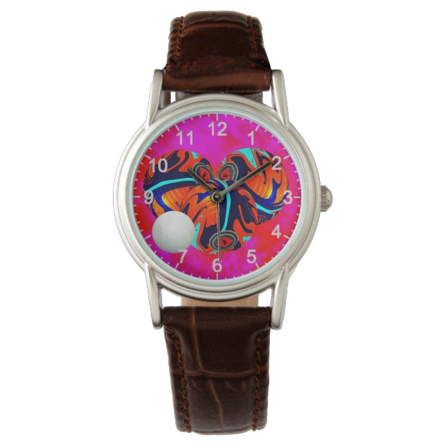 Relógio Bolinhos De Camarão Vermelho E Azul, Senhoras (Frente)