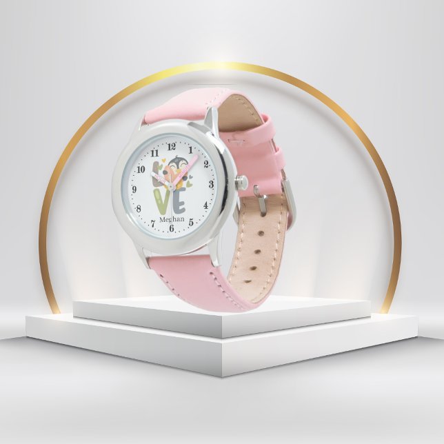 Relógio bonitinhas amantes de pinguins acrescentam nome (Criador carregado)