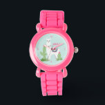Relógio Bonito Deserto Llama Personalizado Rapariga<br><div class="desc">Design de lama do deserto bonito.</div>