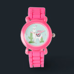 Relógio Bonito Deserto Llama Personalizado Rapariga<br><div class="desc">Design de lama do deserto bonito.</div>