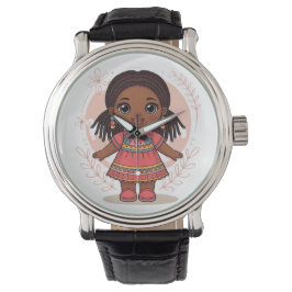 Relógio Bonito em picadas cor-de-rosa