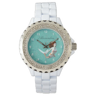 Relógio Bonito Koi Mermaid Nadando Submarino