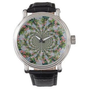 Relógio Bonito rosa-boho, rosas vermelhas, flor-aquarela
