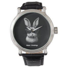 Relógio Bonito Rosto De Coelhinho Com Óculos De Sol Para C