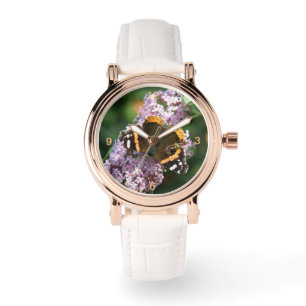 Relógio Borboleta do Almirante Vermelho e Buddleia Watch