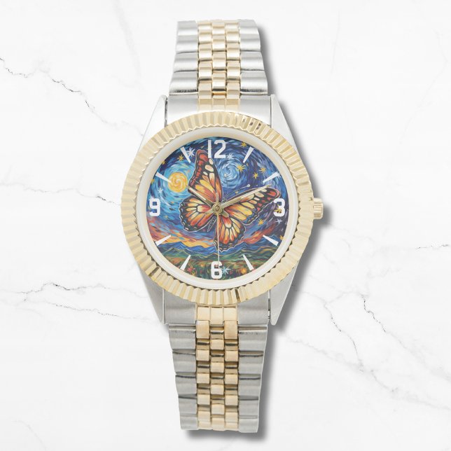 Relógio Borboleta Pintada Starry Night Sky Mulheres Legant (Criador carregado)