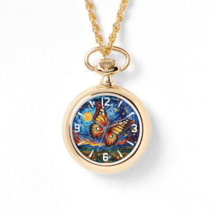 Relógio Borboleta Pintada Starry Night Sky Mulheres Legant