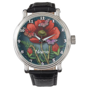 Relógio Borboleta Red Poppy Watch