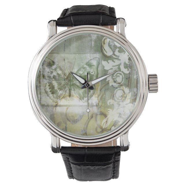 Relógio Borboleta Verde Interessa com Porta de Ironagem (Frente)