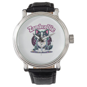 Relógio Borda Collie BC Zombie Dog Halloween Essencial T-