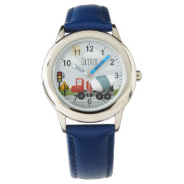 Relógio Boys Cute Cement Mixer on Road Kids