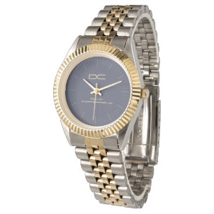 Relógio Bracelete Azul de Prata Azul Dourado Moderno com D