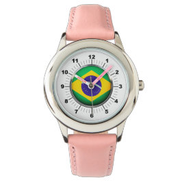 Relógio Brasil: Lanterna Rosa de Couro