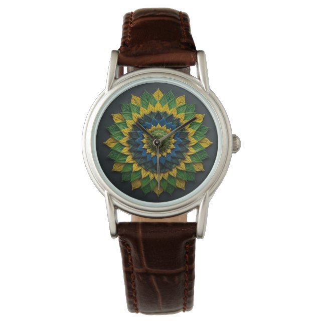 Relógio Brazilian Leaf Mandala - Watch (Frente)