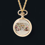 Relógio Bridal necklace watch-gold<br><div class="desc">Timeless elegance meets romantic charm with this Happily Ever After gold necklace watch. Featuring delicate champagne glasses tied with satin bows and framed by soft roses, this piece is both a graceful accessory and a meaningful keepsake. Perfect for brides, bridesmaids, or as a heartfelt gift, it adds a classic touch...</div>