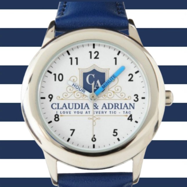 Relógio  Bride And Groom Monogram Names Weeding gift (Criador carregado)