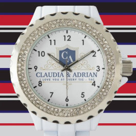 Relógio  Bride And Groom Monogram Names Weeding gift