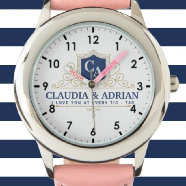 Relógio  Bride And Groom Monogram Names Weeding gift (Criador carregado)