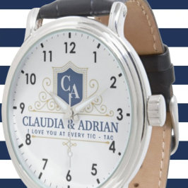 Relógio  Bride And Groom Monogram Names Weeding gift