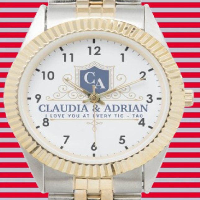 Relógio  Bride And Groom Monogram Names Weeding gift (Criador carregado)