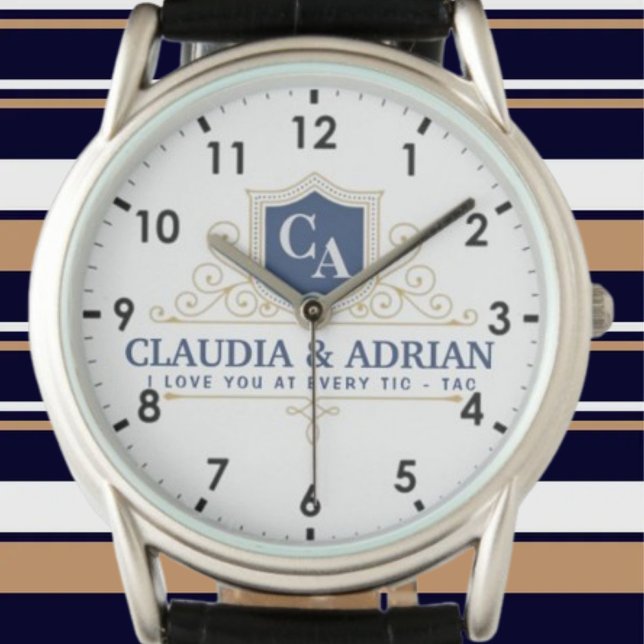 Relógio  Bride And Groom Monogram Names Weeding gift (Criador carregado)