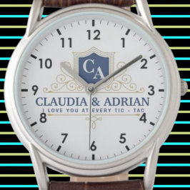 Relógio  Bride And Groom Monogram Names Weeding gift