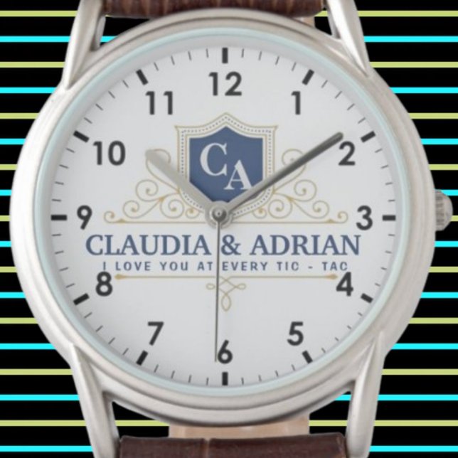 Relógio  Bride And Groom Monogram Names Weeding gift (Criador carregado)