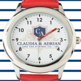 Relógio  Bride And Groom Monogram Names Weeding gift