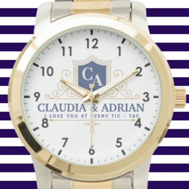 Relógio  Bride And Groom Monogram Names Weeding gift (Criador carregado)