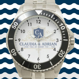 Relógio  Bride And Groom Monogram Names Weeding gift