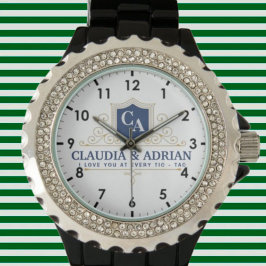 Relógio  Bride And Groom Monogram Names Weeding gift