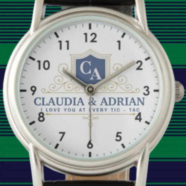 Relógio  Bride And Groom Monogram Names Weeding gift (Criador carregado)