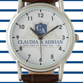 Relógio  Bride And Groom Monogram Names Weeding gift