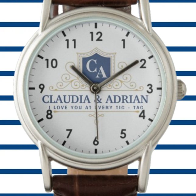 Relógio  Bride And Groom Monogram Names Weeding gift (Criador carregado)