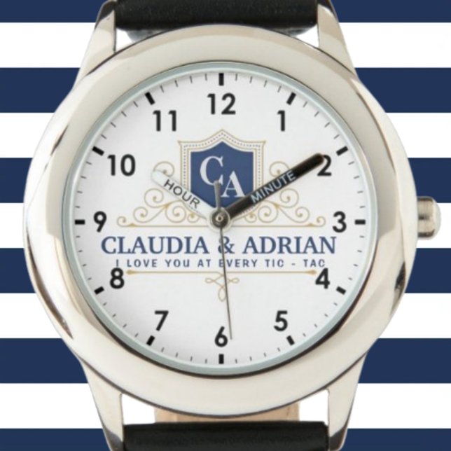 Relógio  Bride And Groom Monogram Names Weeding gift (Criador carregado)