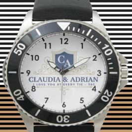 Relógio  Bride And Groom Monogram Names Weeding gift