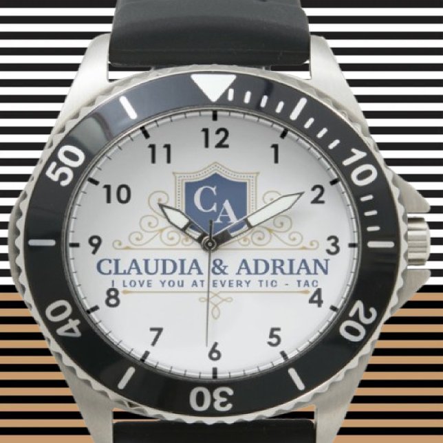 Relógio  Bride And Groom Monogram Names Weeding gift (Criador carregado)