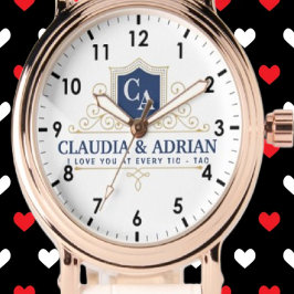 Relógio  Bride And Groom Monogram Names Weeding gift