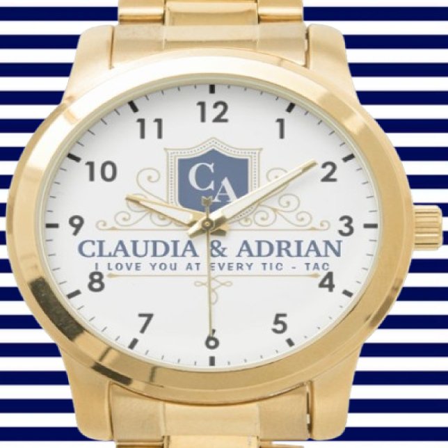 Relógio  Bride And Groom Monogram Names Weeding gift (Criador carregado)