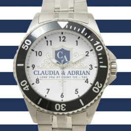 Relógio  Bride And Groom Monogram Names Weeding gift