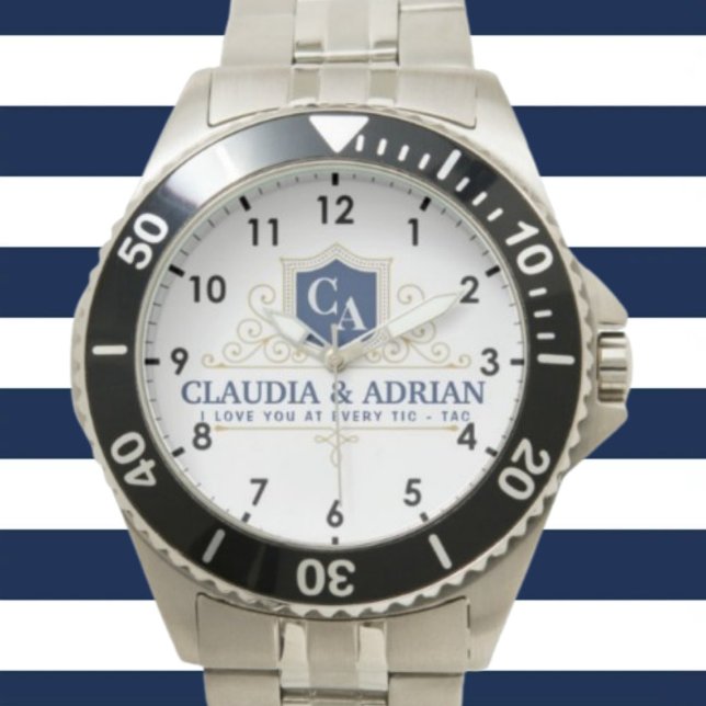 Relógio  Bride And Groom Monogram Names Weeding gift (Criador carregado)