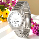 Relógio Bridesmaid Black White Weding Favor Gift<br><div class="desc">Bridesmaid Black White Watch. Mais produtos com esse design estão na coleção abaixo.</div>