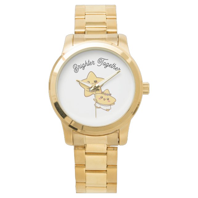 Relógio Brighter Together – Cute Couple golden watch Gift (Frente)