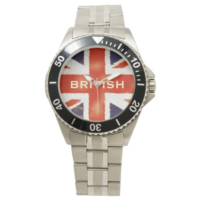 Relógio British Flag Union Jack Custom Steel Watch (Frente)