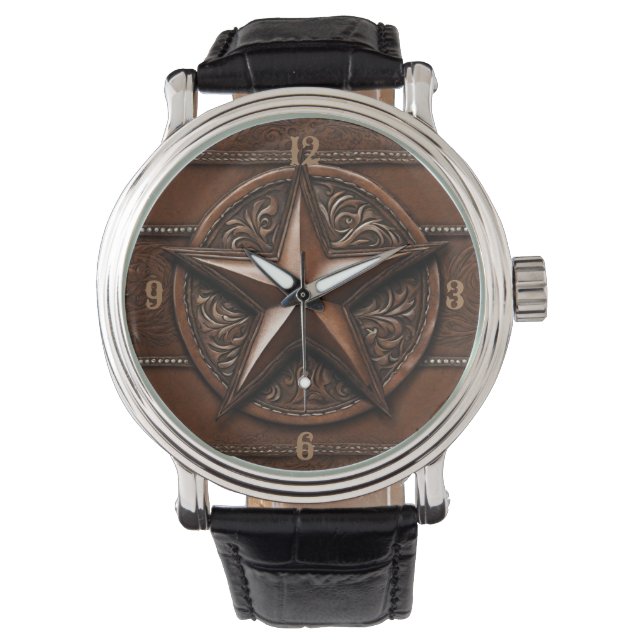 Relógio Brown Cowboy Russo Western Country Texas Star (Frente)