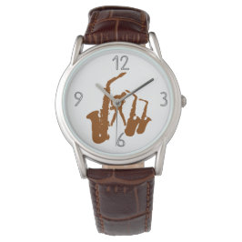 Relógio Brown Jazz Sax Jazzman Modern Numbers Watch 4