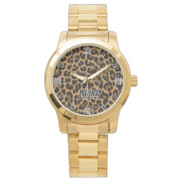Relógio Brown Leopard Print Minimalist Analog Roman Numera
